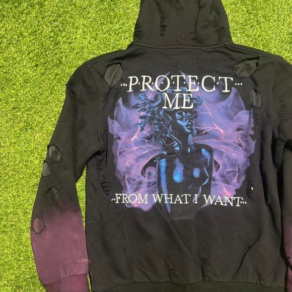 Iro-Ochi "Protect Me From What I Want" Distressed Hoodie (L) - Picture 2 of 6